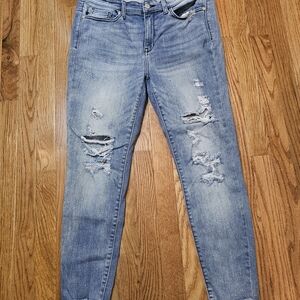 Judy Blue Light Blue Distressed Skinny Jeans